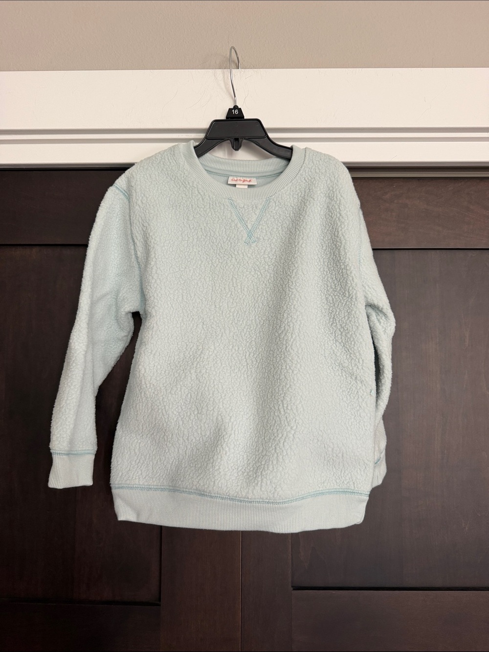 Cat & Jack Girls Mint Green Sherpa Pullover Sweatshirt size Small 6/7